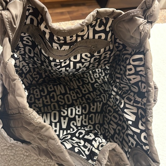 Marc By Marc Jacobs Nylon Quilted Tote Bag Purse Logo Stitching Throughout Gray - Picture 12 of 16